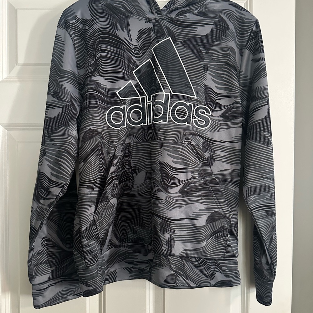 Adidas Gray Striped hoodie